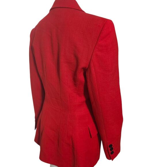 Vintage 80's Iceberg Womens 3 Button Red Blazer Virgin Wool Blazer Made In Italy - Picture 8 of 10